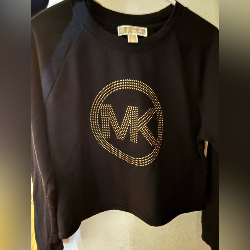 Michael Kors Black Sweatshirt with Gold Studded Logo